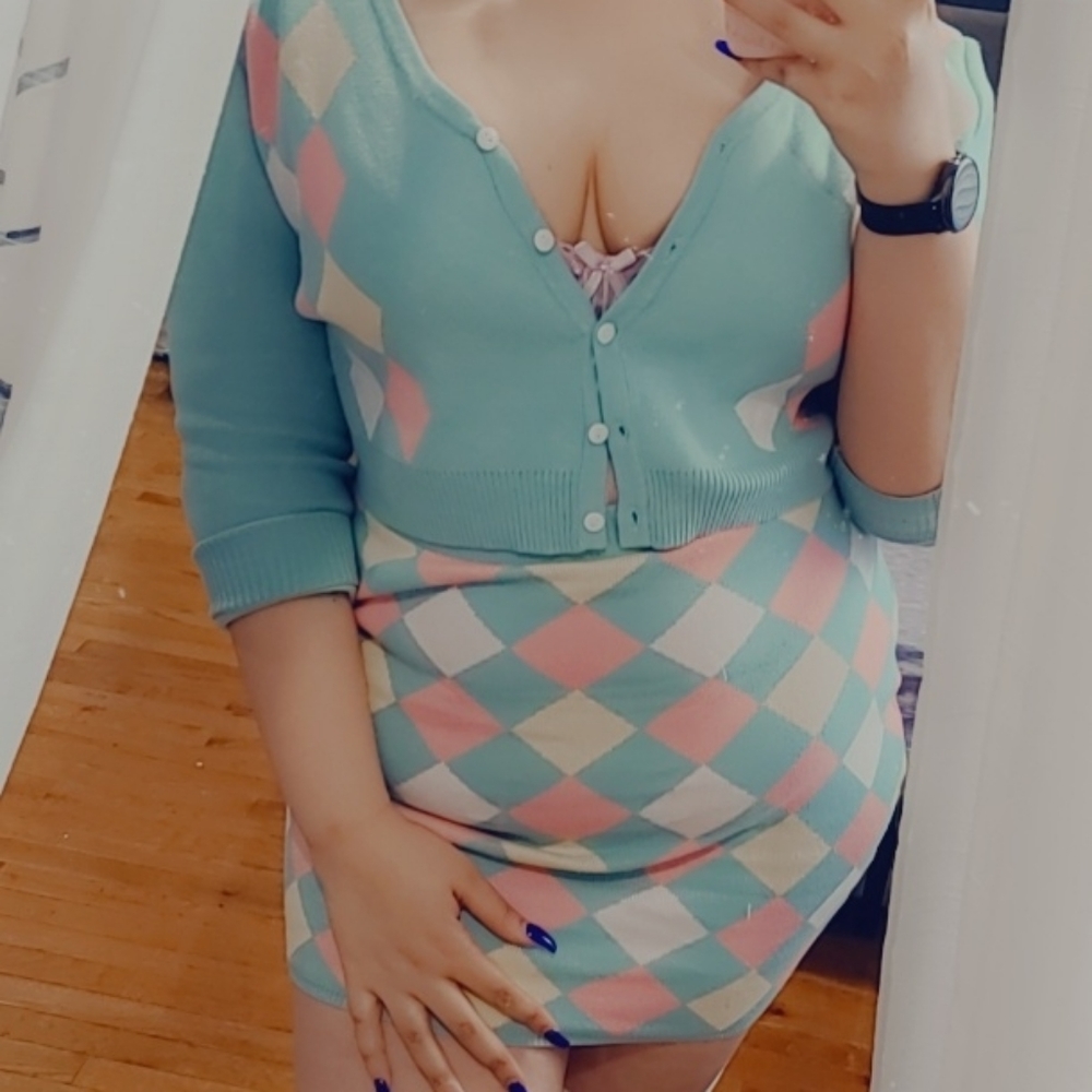 Argyle Sweater Mini Skirt Set